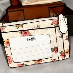NWT COACH Mini Skinny Id Case With Plaid Print with Coach Gift Box